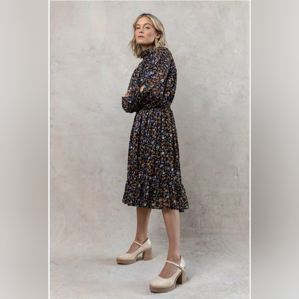 Böhme Floral Mockneck Midi Dress